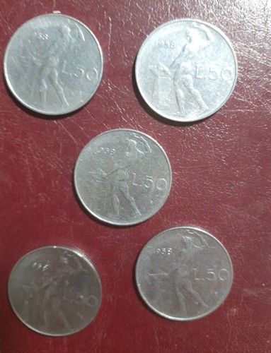 Lire 1958 lotto 5 monete - 50,