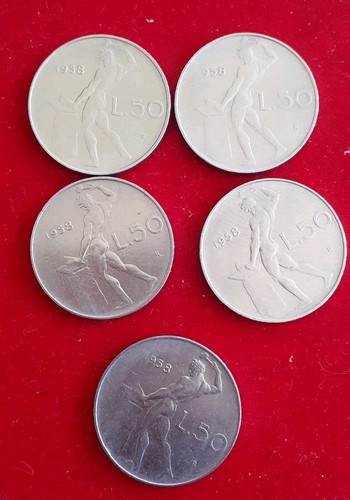 Lire 1958 lotto 5 monete - -,